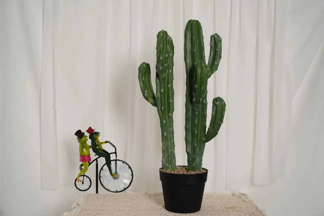 Hourpark Indoor Decoration Artificial Plastic Bonsai Cactus With Pot Faux Simulation Artificial Plants