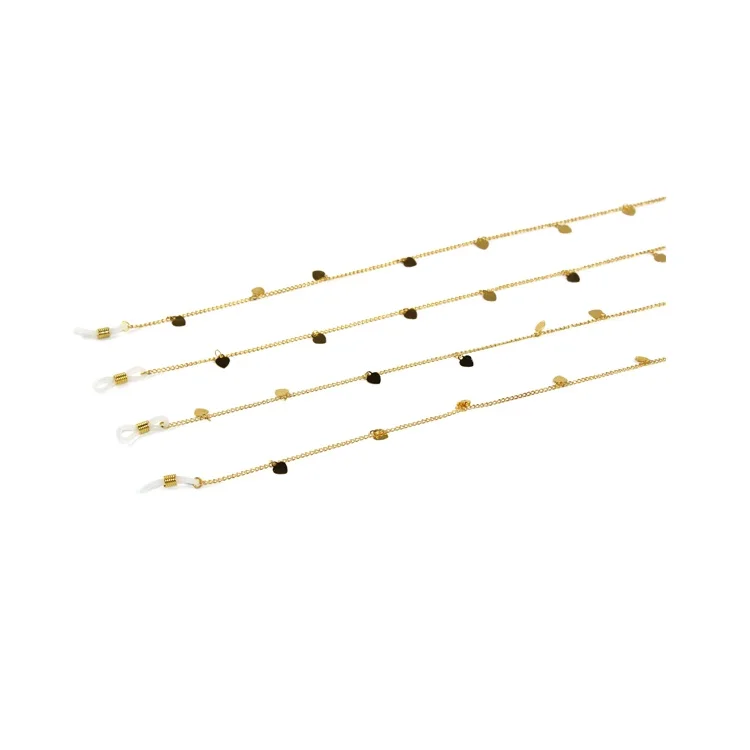 Shinetai Gold Beaded Eyeglass Sunglasses Copper Chain Strap Cord Retainer