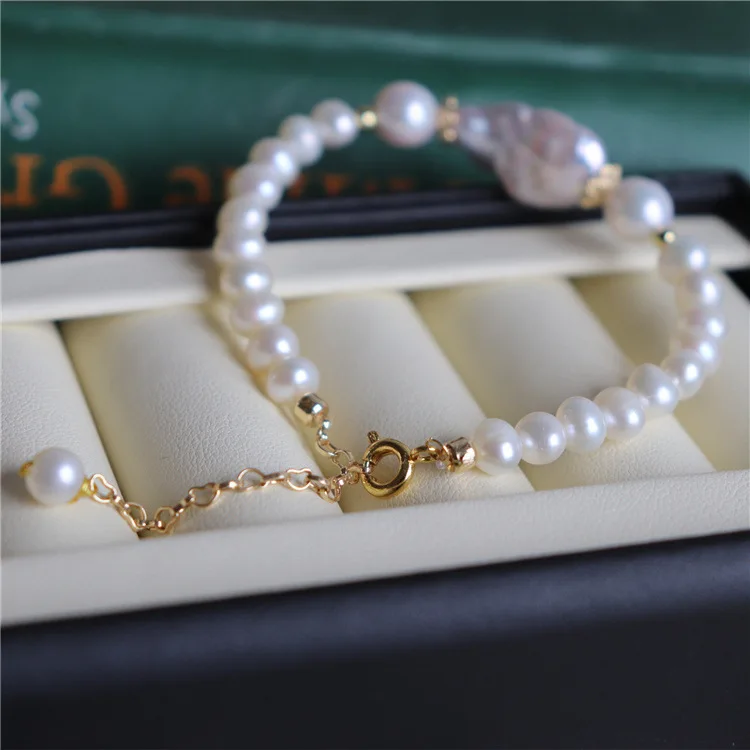 Aimgal fashion jewelry  S925 Silver Minimalist Retro AAA Baroque Freshwater pearls bracelet