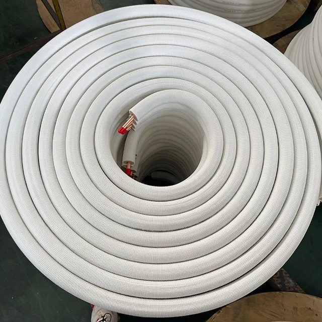 Hvac Line Sets White Pe Insulation Copper Pipe Copper Coil Tube