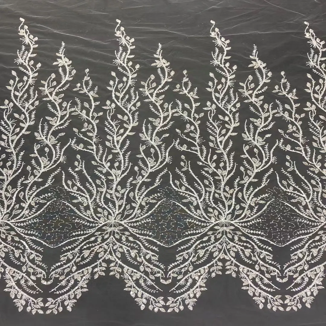 handwork white sequin beads tulle  lace  bridal lace for wedding