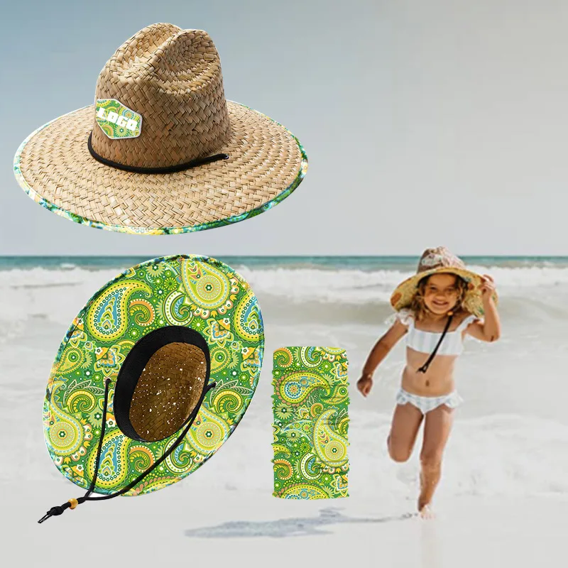 Vintage Summer Handmade Braided Natural Straw Hat For Kids Children Wide Brim Rattan Weave Hat With Custom Logo