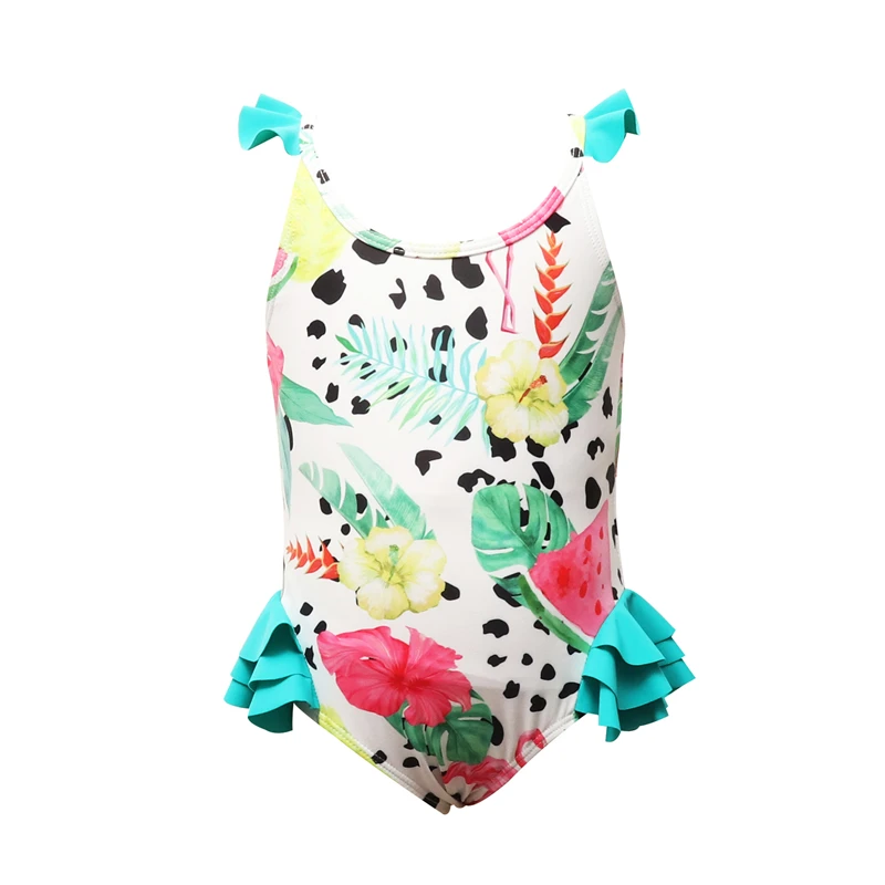 Factory Low Price Badeanzug Designer Kids Fruit Print Flower Bathing Suit Bikini Set One Piece Swimsuit 2022 Girls Swimwear