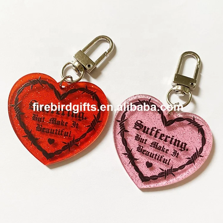 Сделанный на заказ высококачественный Блестящий акриловый пластиковый брелок в форме сердца