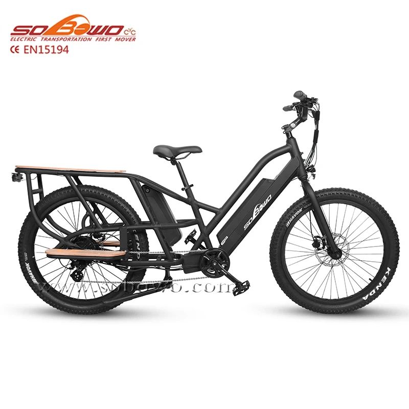 SOBOWO wholesale CE Ebike 48v 500w 750w cargo electric bike electric bicycle 27inch fat bike electric bike of family cargo ebike