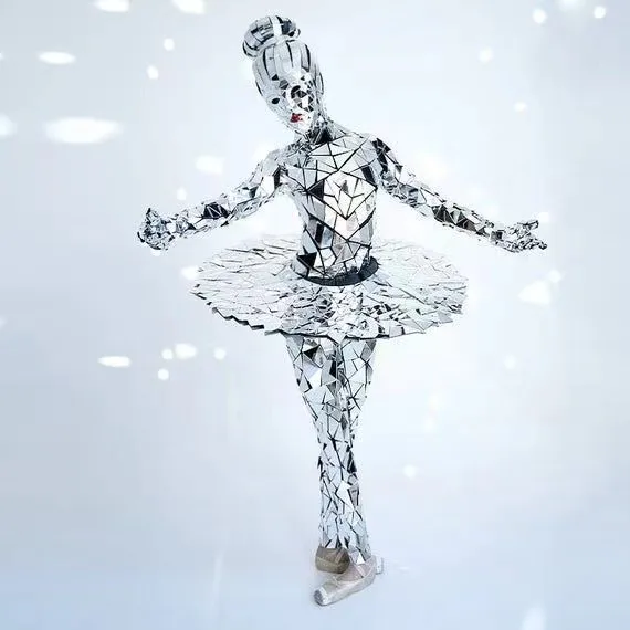 2024  hot selling! Silver Mirror Dress Women Mirror Costume for Performance Wear and Stage Show