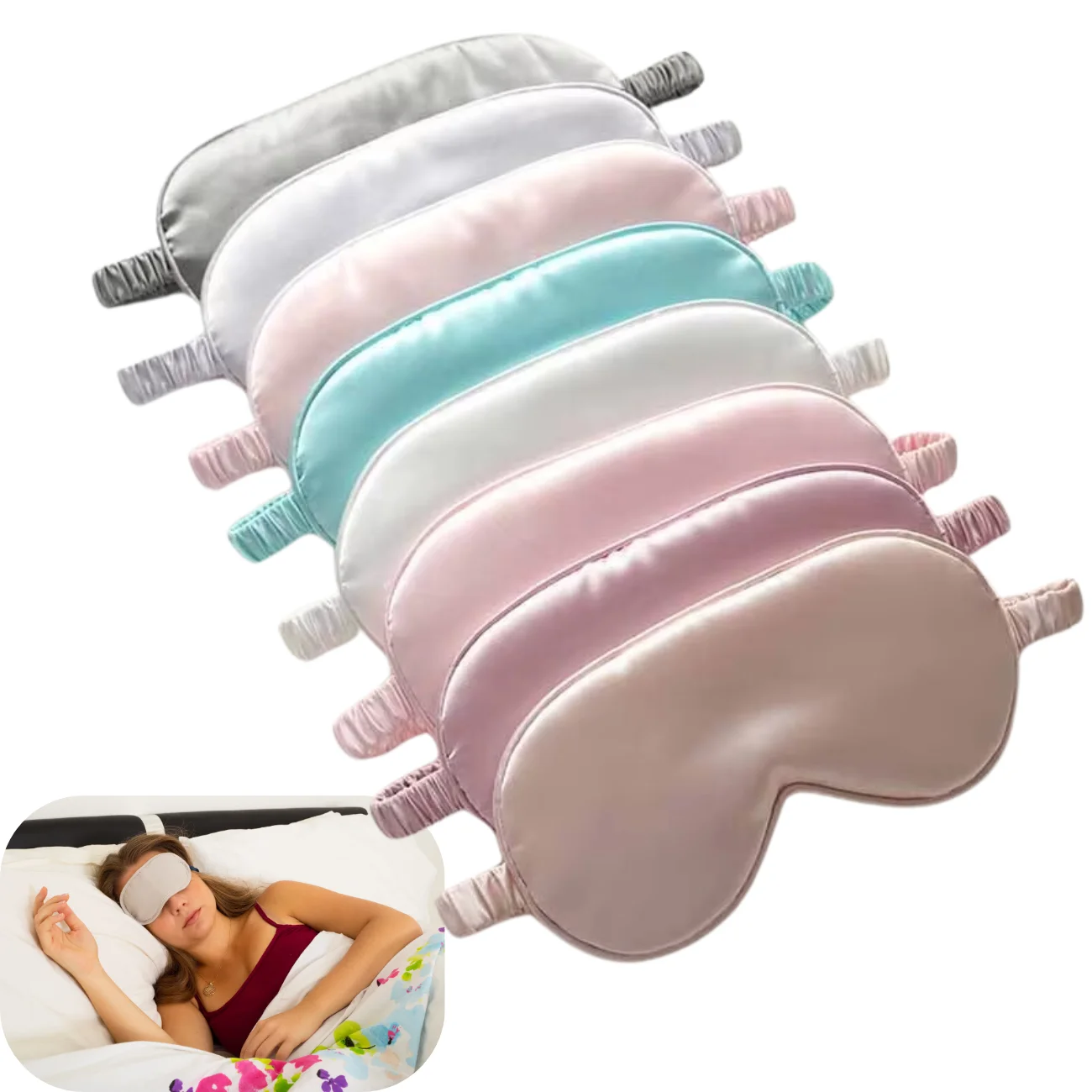 Anthrive Wholesale Customize Logo Private Label Eyemask Sleep Satin Travel Natural Adjustable Silk Sleeping Eye Mask Sleep Mask