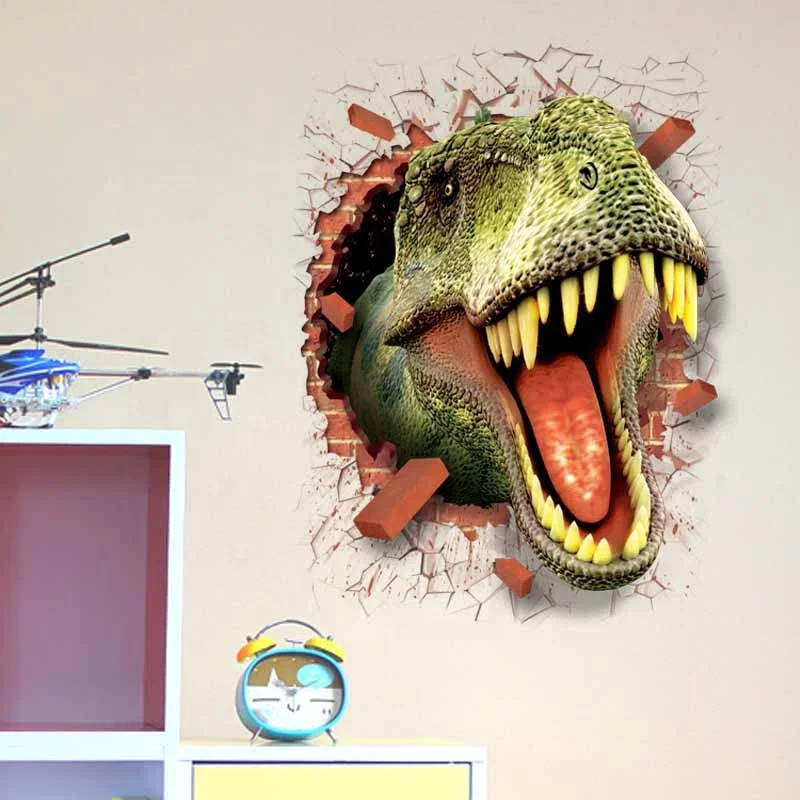 Wholesale Dinosaur Design Eco-frindly Removable Adhesive PVC Kids Home Decor 3D Wall Sticker