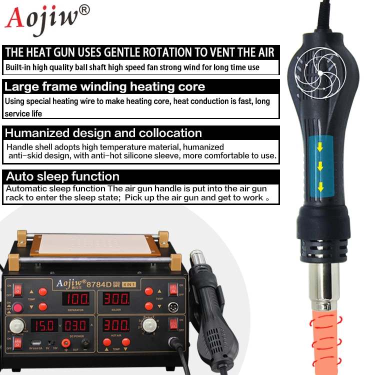welding station 3A DC power screen separator Aojiw 8784D 4-in-1 Hot air disassembly  mobile phone repair and repair table tool
