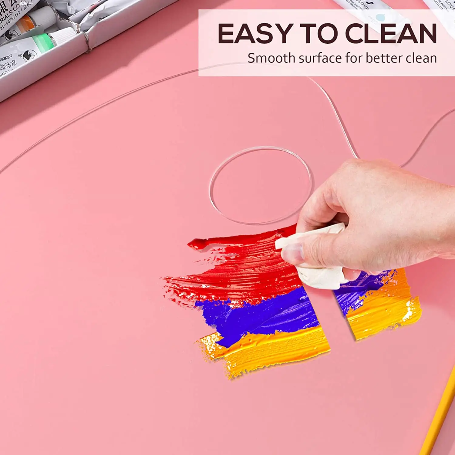 Adult hand painting empty watercolor palette Oval Shape Transparent Acrylic Artist Paint Palette  kids watercolor palette