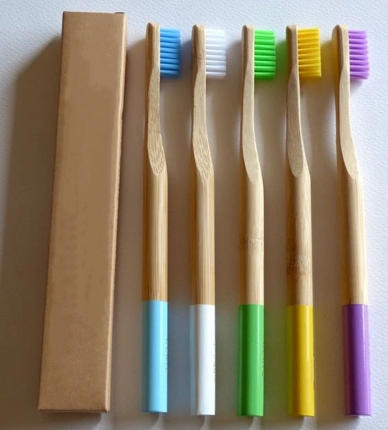 Bamboo Toothbrushes With Colorful Soft Bristles And Biodegradable Wooden Handle Toothbrush For Oral Care