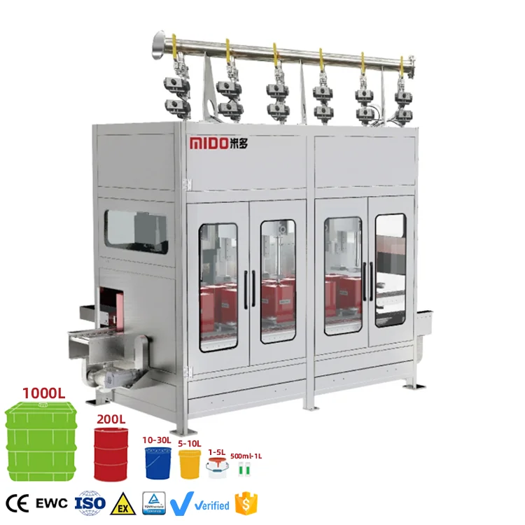 High Precision Filling 6 Heads Automatic Filling Machine For Paint Chemical Liquid