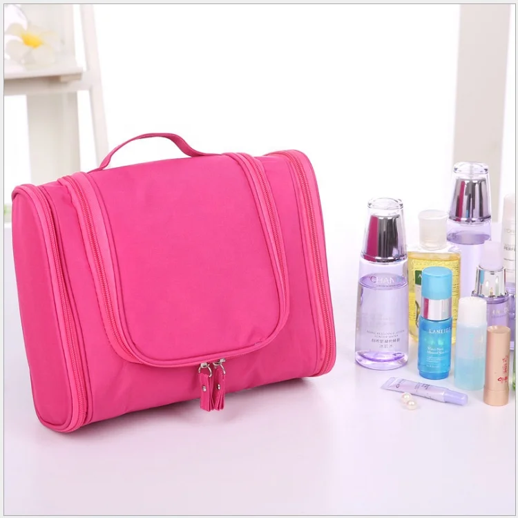 yiwu factory OEM/ODM Custom Waterproof Zipper Travel Cosmetic Bag Makeup Box 600d Polyester Large Capacity Hanging Toiletry Bag