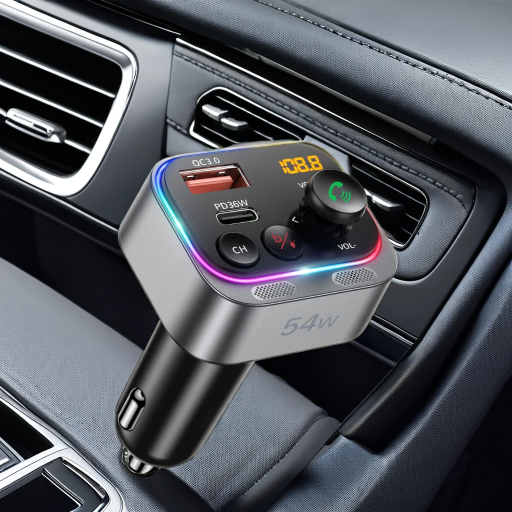 C79 Hi-Fi бас стерео DSP беспроводной автомобильный радиопередатчик 54 Вт Быстрая зарядка PD36W QC3.0 двойной микрофон Bluetooth 5 3 FM передатчик