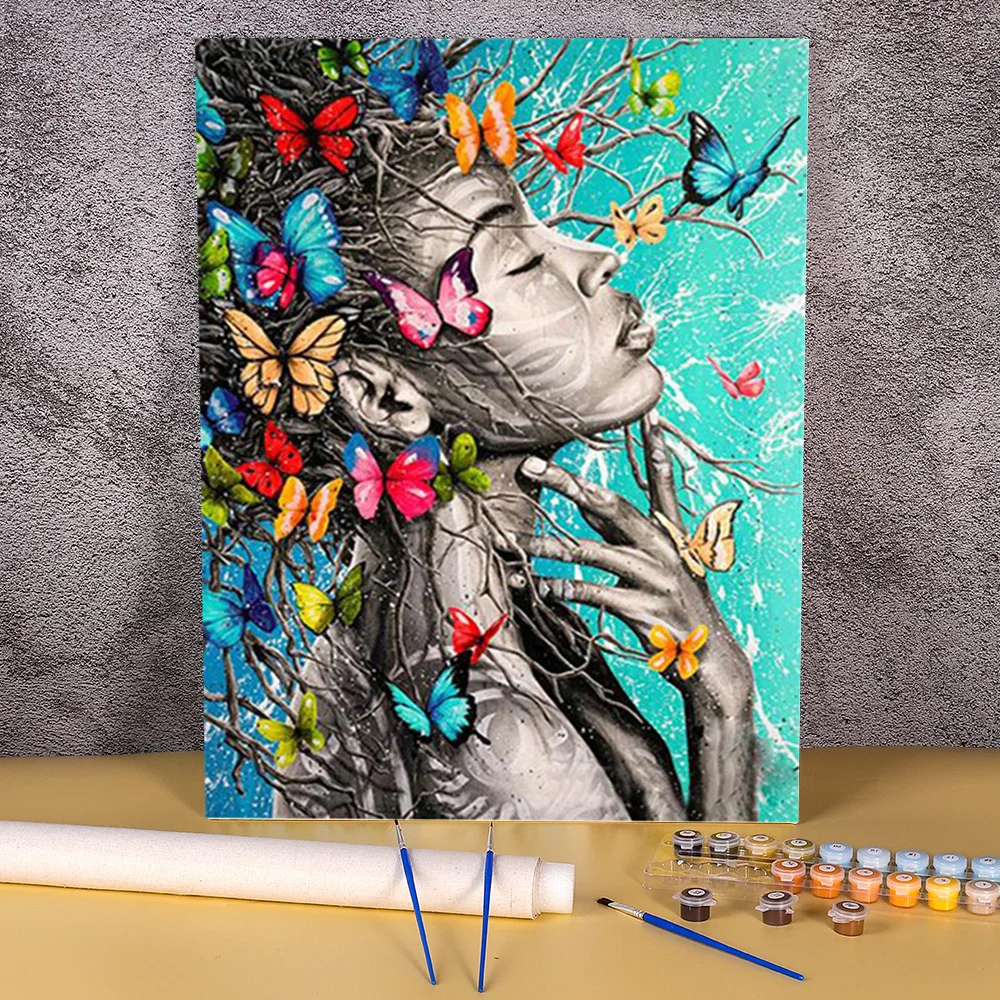 Animal Butterfly Flower Painting By Numbers Kit Oil Paints 40*50 Picture By Numbers Photo New Design Kids Wall Art Drawing