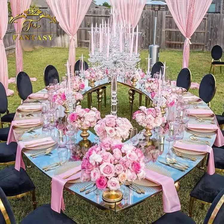 Elegant Style Big round Golden Table modern italian design glass round dining table