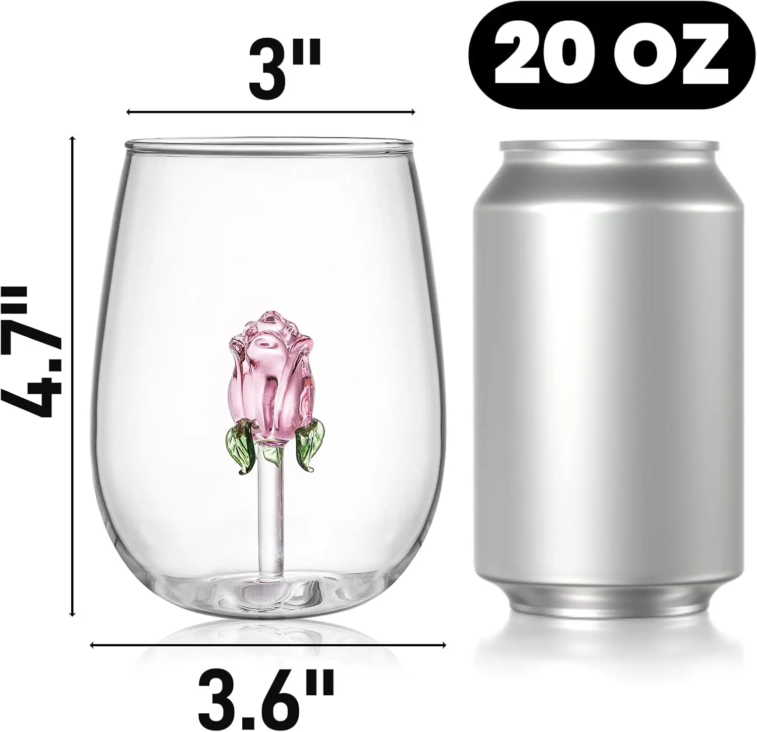 Crystal Champagne Flutes Red Wine Glass Unique Flower Wine Goblet Cocktail Glasses Rose Wine Glass with Rose Inside