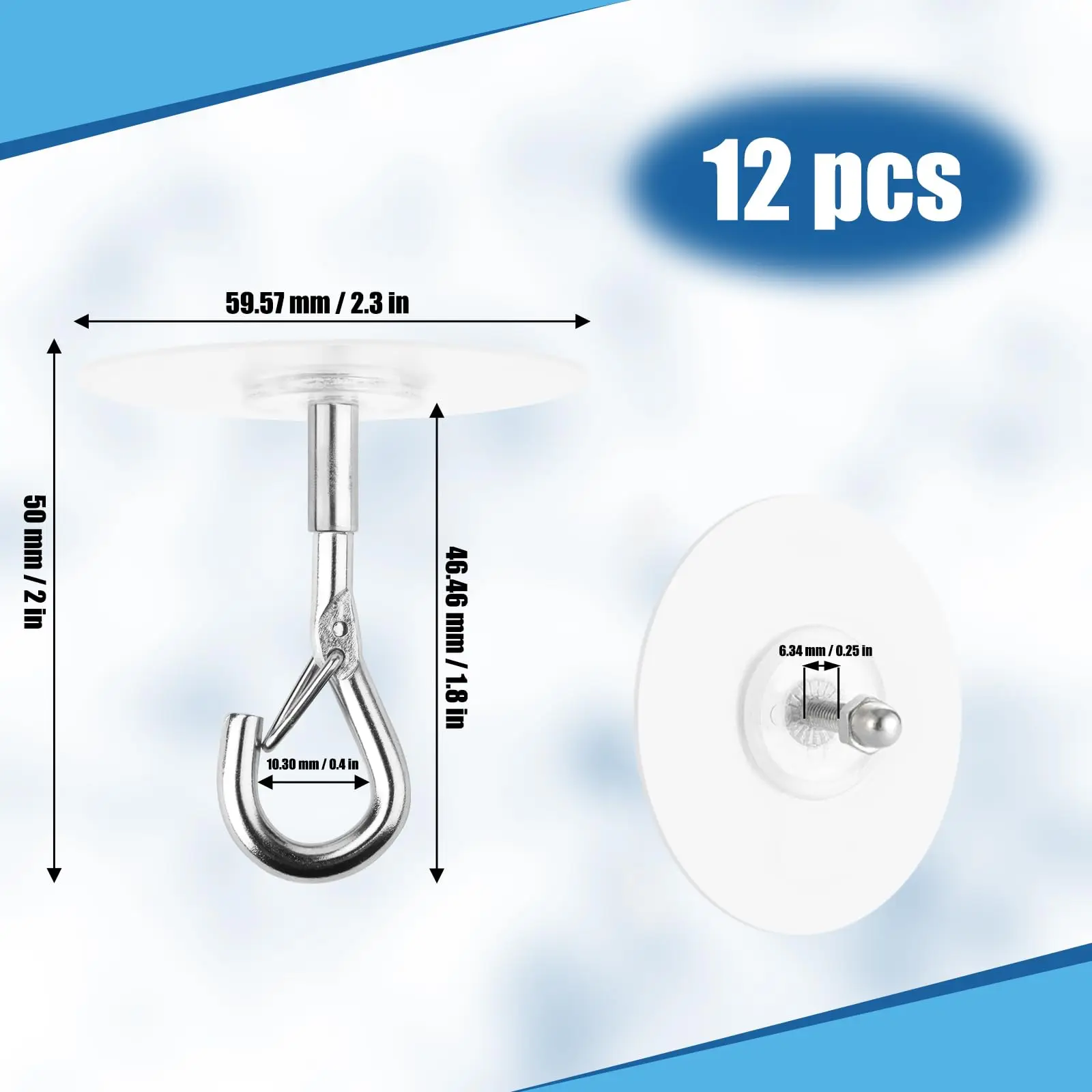 Self Adhesive Ceiling Hooks No Drilling  Stainless Steel Eye Hooks for Hanging Small Plants Wind Chimes,Easy to Open