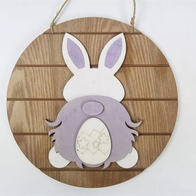 GY BSCI Factory New Design Wood Crafts Hanging Rabbit Home Decor Easter Bunny Wooden Sign
