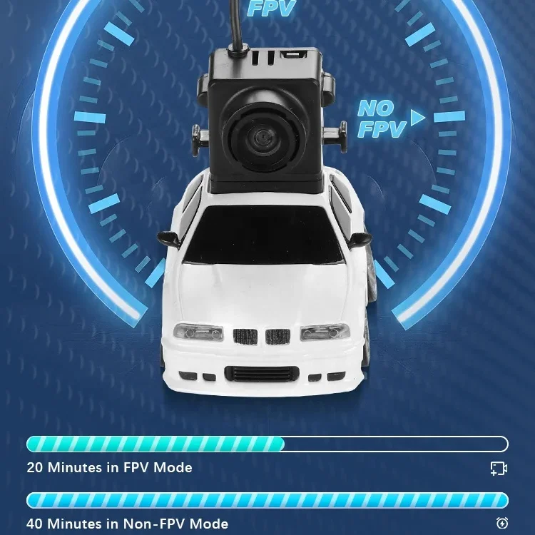 FMS FLUSH30 1/64 RTR 2.4G Micro Versatile Led Lighting Flush Fitting Wheels 5.8G FPV Goggles RC Car with Magnetic Camera Toys