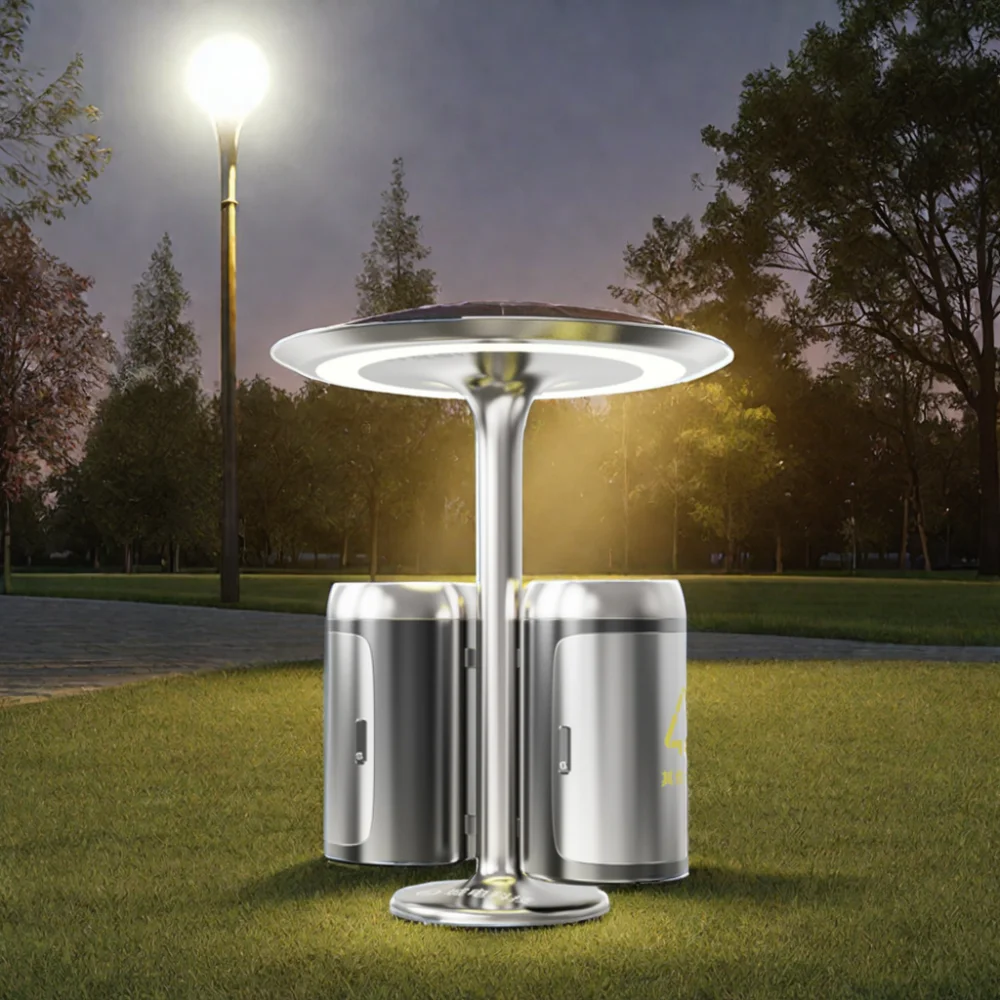 Smart Solar Trash Bin Solar-powered Compactor Bins Golden Supplier Powered Light Box
