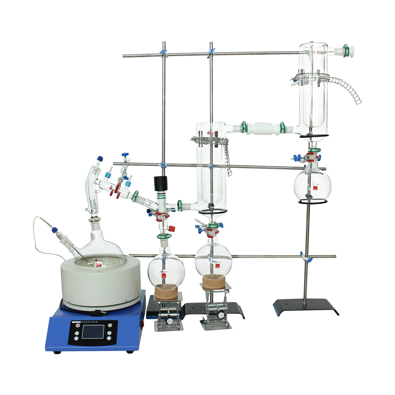 Glass Lab Equipment Vacuum Distillation System WTSP-02D Dual Cold Trap Short Path Distillation