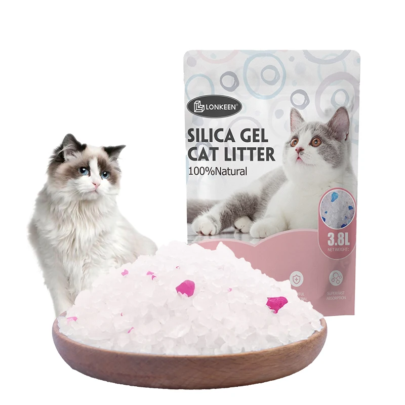 Wholesale custom Highly Absorbent blue 3.8L silica gel cat litter dust free Micro crystal cat litter