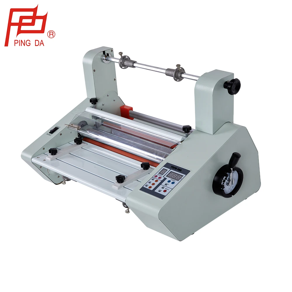 Pingda 0.36-2m/min infrared heating double side laminating a2 hot roll laminator with pressure handle
