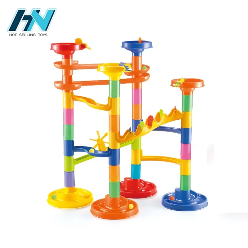 68pcs kids diy marble run balls building bricks track toy set blocks track