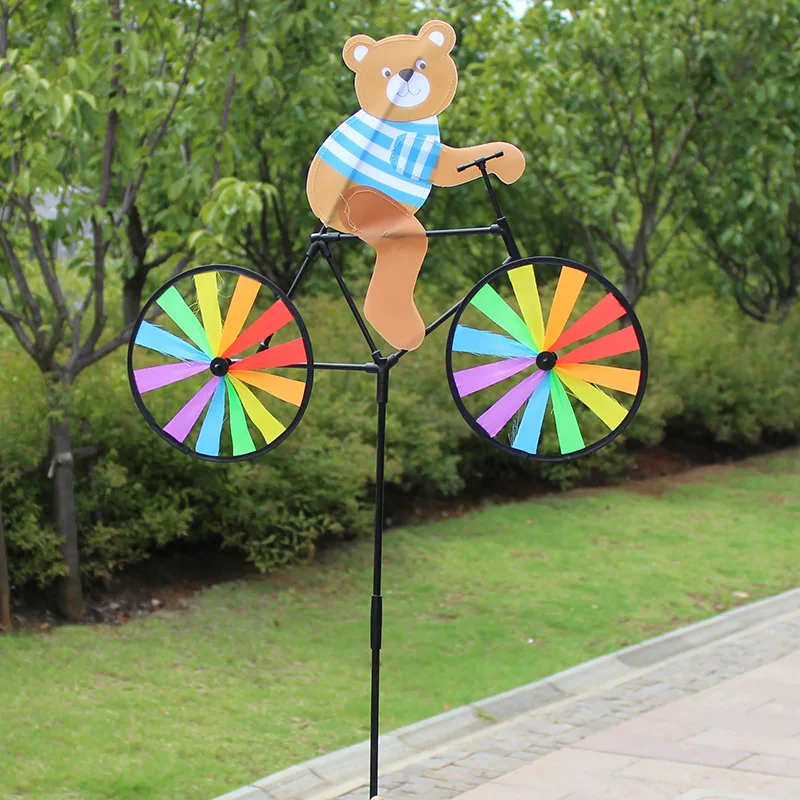 Kids Summer Animal Cycling Windmill 3d Cartoon Colourful Wind Spinner Garden Outdoor Yard Lawn Decoration Kids Toys