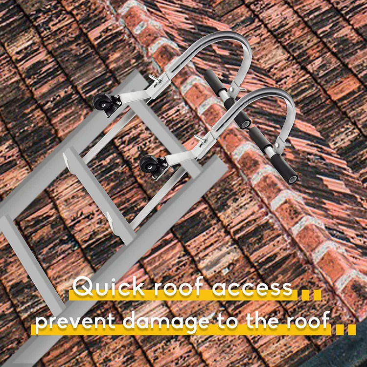 JH-Mech Roof Ridge Ladder Hook with Wheel  Extension Ladder Accessories for Roof Heavy Duty Steel Ladder Stabilizer