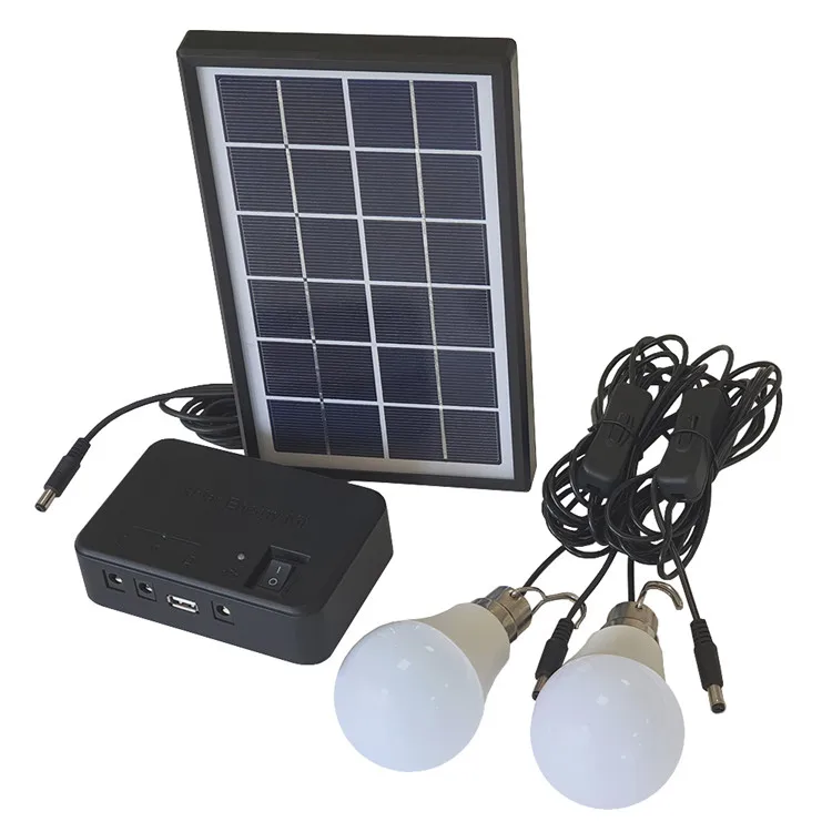 LED  Mini Solar Power Lighting System with 3W 5V Panel  for Lighting and Mobile Charging Solar Energy System