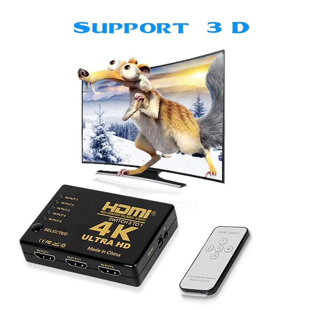  5 портов 4K видео мульти HD MI переключатель 5x1 с ИК-пультом дистанционного