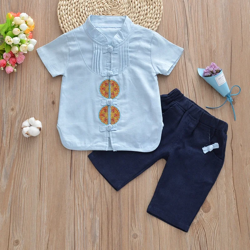 
Wholesale cotton Tang suit for kids short sleeve 2 piece set for prom dress 