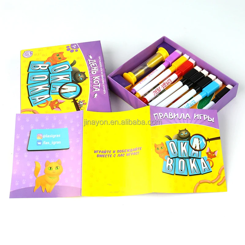 Custom Item Awareness Flash Card Paper Cognition Card with Marker Pen Sand Timer for Kids Learning