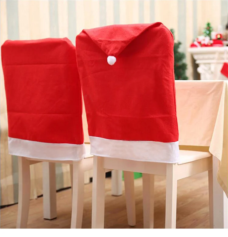 Santa hat chair cover Christmas hotel table decoration non-woven Christmas chair cover