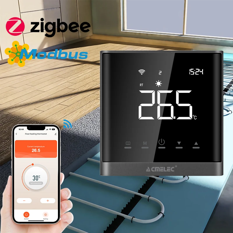 WiFi 485 Modbus Smart Room Thermostat LCD Touch Button Water Heating Temperature Controller for Alexa Google Home Alice
