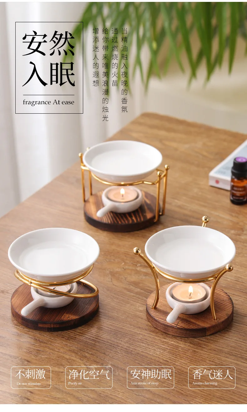 Aroma Oil Burner Geometric Ceramic Essential Oil Candle Holder Wax Melting Burner Heater Melter Fragrance
