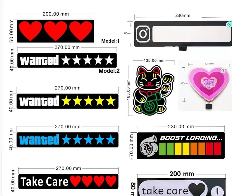 Hot Sale Custom El Light Up Led Car Window Windshield Stickers 5 Star Wanted Led Light Panel For Car