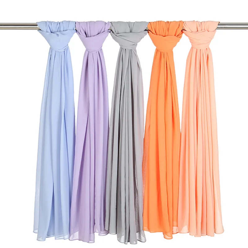 Breathable Hijab Wholesale Chiffon Long Scarf Malaysia Shawl Muslim Hijab Women Wholesale Hijab Indonesia 2022 New Arrivals