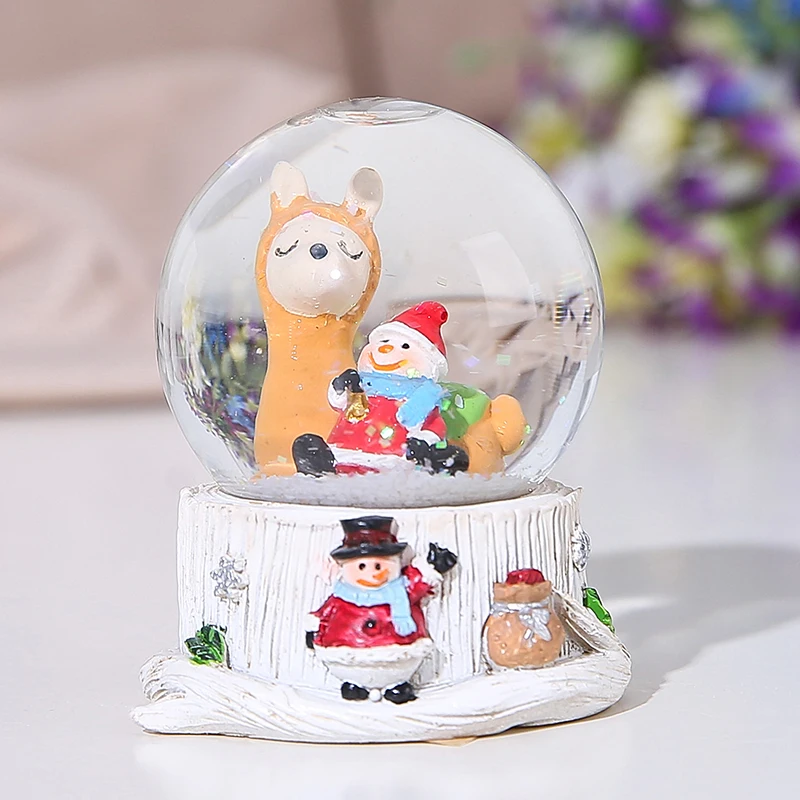 White Stump Base Christmas Resin Craft Figure Snow Ball Snow Globe Christmas Inner View Snowflake Snowball
