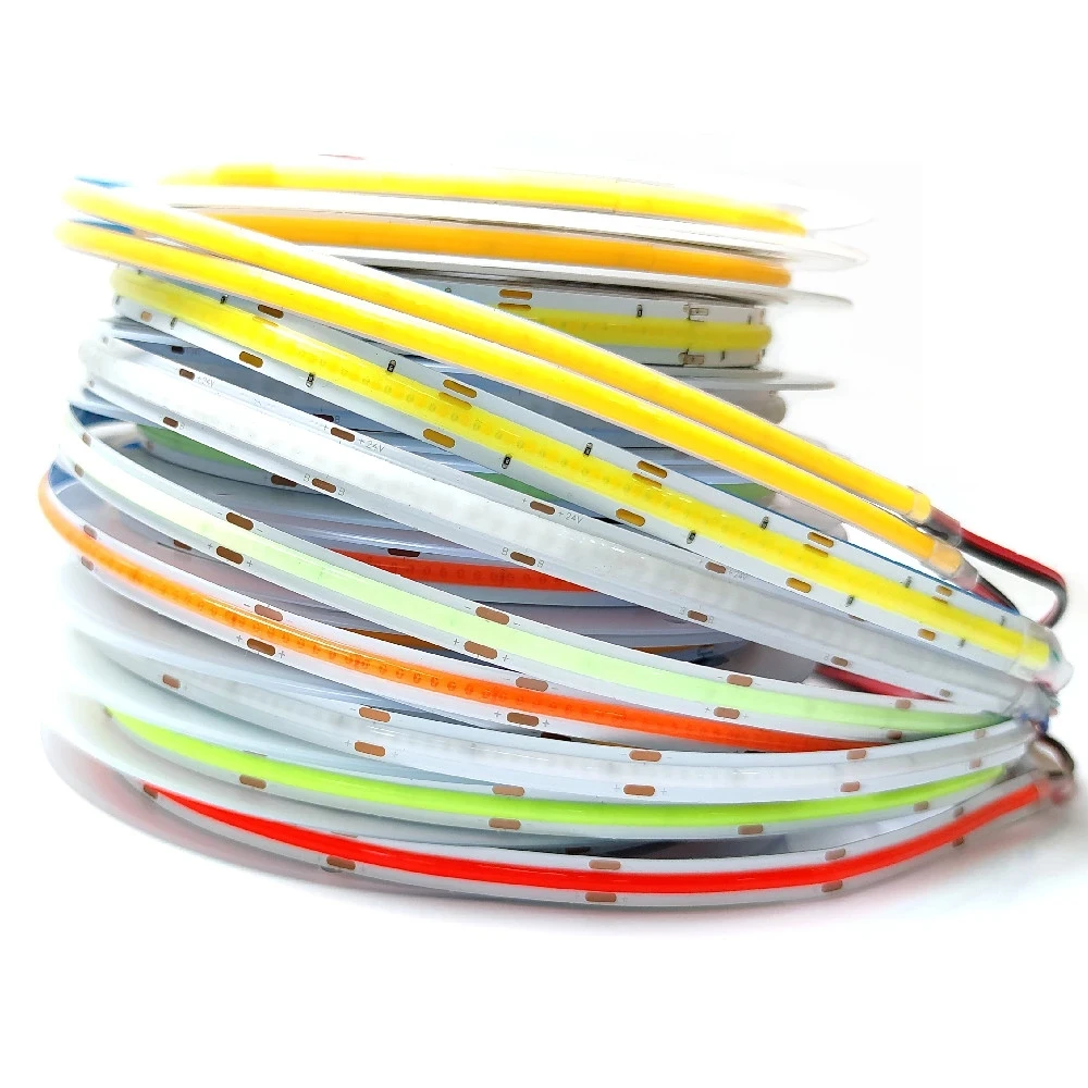 COB LED Strip Light High Density Flexible FOB Led Lights Tape Warm/Nature/Cool White RGB CCT Red Blue Linear Dimmable DC12V/24V