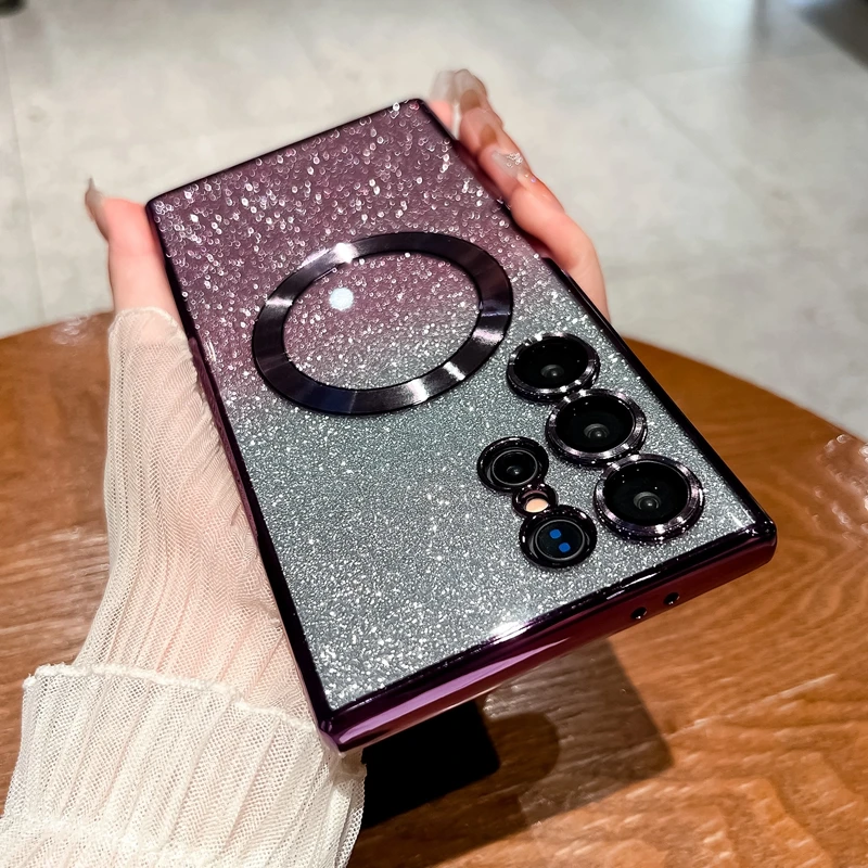 Soft TPU Plating Protective Phone Case with Magnetic Camera Protective Mobile Back Cover Case For Samsung Galaxy S25 Ultra