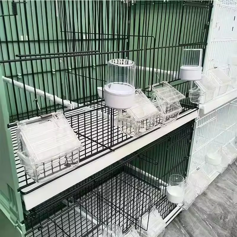 Wholesale Stackable and Collapsible White Wire Canary Breeding Cages Luxury Love Bird Cage Carton Package DOT Sustainable