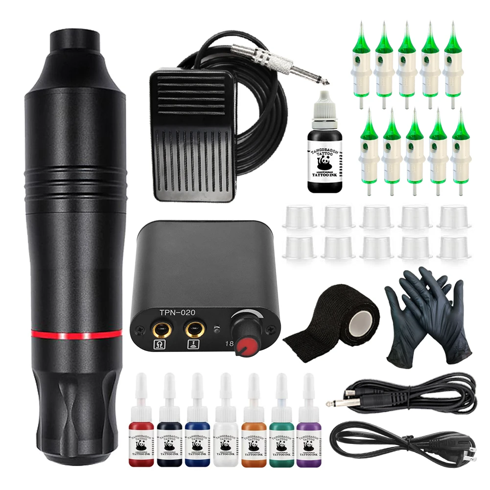 Popular Product Tattoo Pen Rotaryt Machine Full Kit Professional Tattoo Pen Set Power Supply New Tattoo Kit