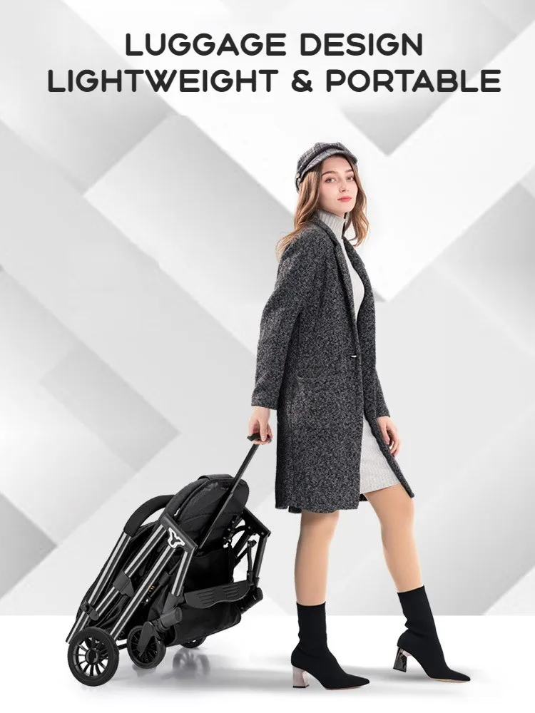 New Brown Lightweight Steel Strollers Travel System Aluminum Alloy Frame Stroller Wago