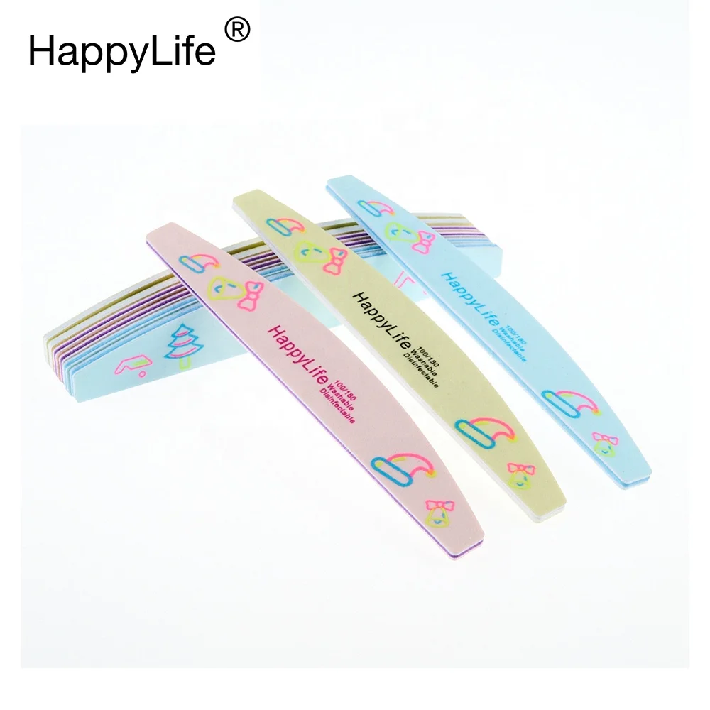 Luminous Wholesale 100/180 Personalized Print Logo Regular Sand Paper Emery Board PET Nail File