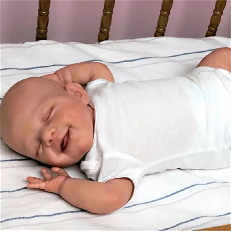 NPK 50CM Newborn Baby Lifelike Real Soft Touch Collectible Art Dolls Hand-Drawing Hair Sleeping Full Silicone Baby Reborn Doll