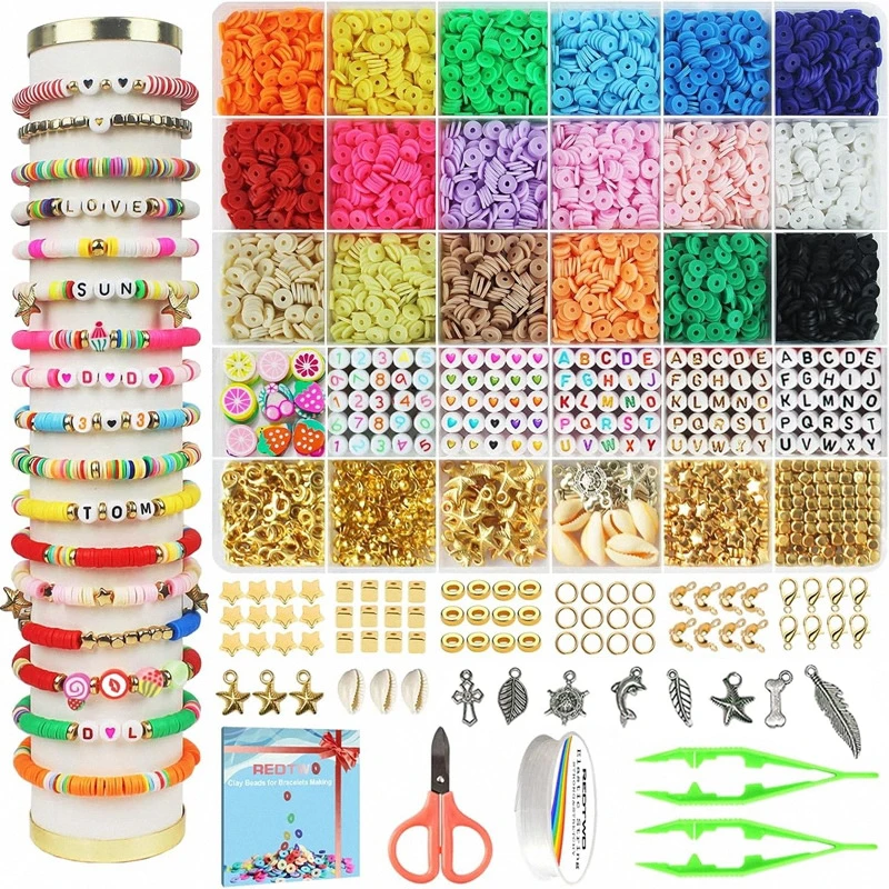 5300pcs Colorful Clay Beads Bracelet Making Kit Multicolored Polymer Clay Beads Cartoon Art And Craft Kits For Kids