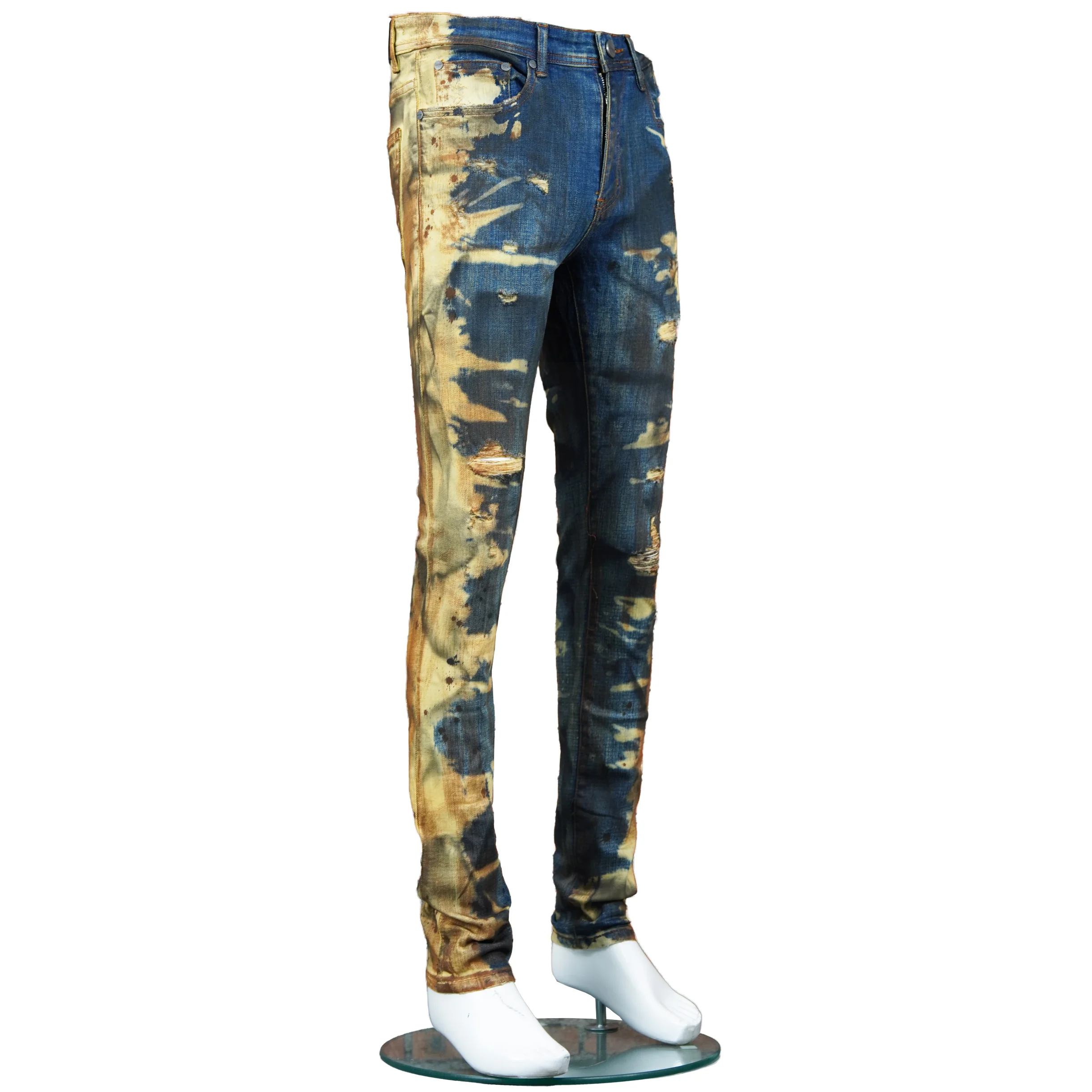 2025 Trendy New Models Hole sewing Straight plastic waist with multiple pockets, trendy and fashionable jeans